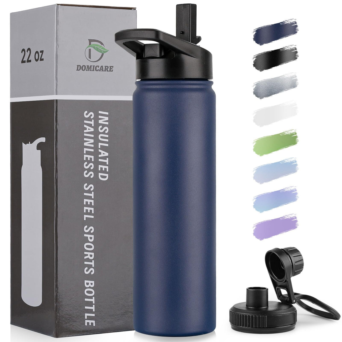 Insulated Water Bottle (Navy Blue / 22 Ounces)