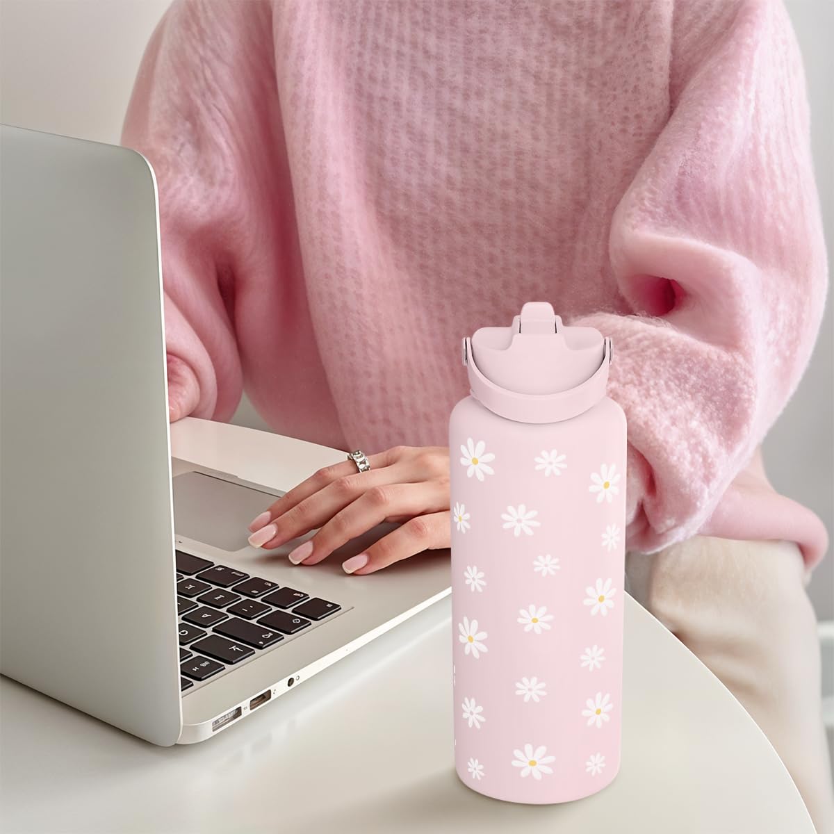 Daisy Water Bottle Stainless Steel 32oz Insulated with Lid (Daisy)