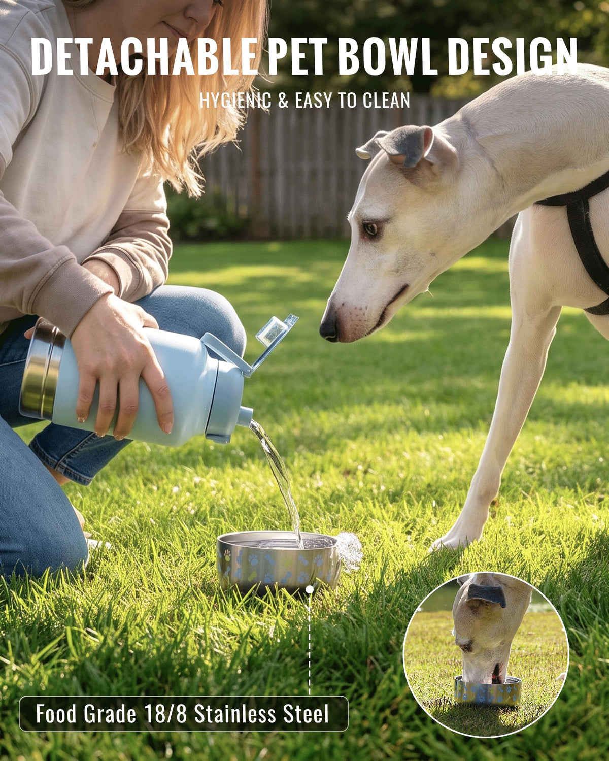 37oz 1.1L Insulated Dog Water Bottle with Carrying Case (Blue)