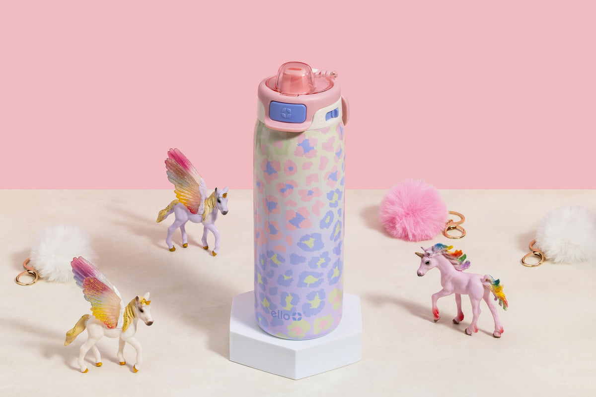 Kids Pop & Fill 18oz Stainless Water Bottle (18 Ounces / Cheetah)