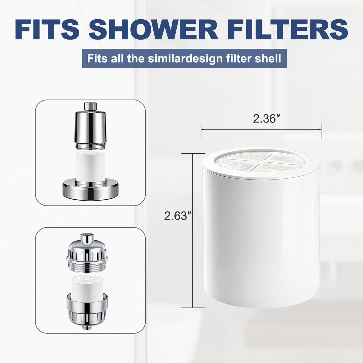 Shower Head Filter Replacement Cartridges for Hard Water Softening (White-1)