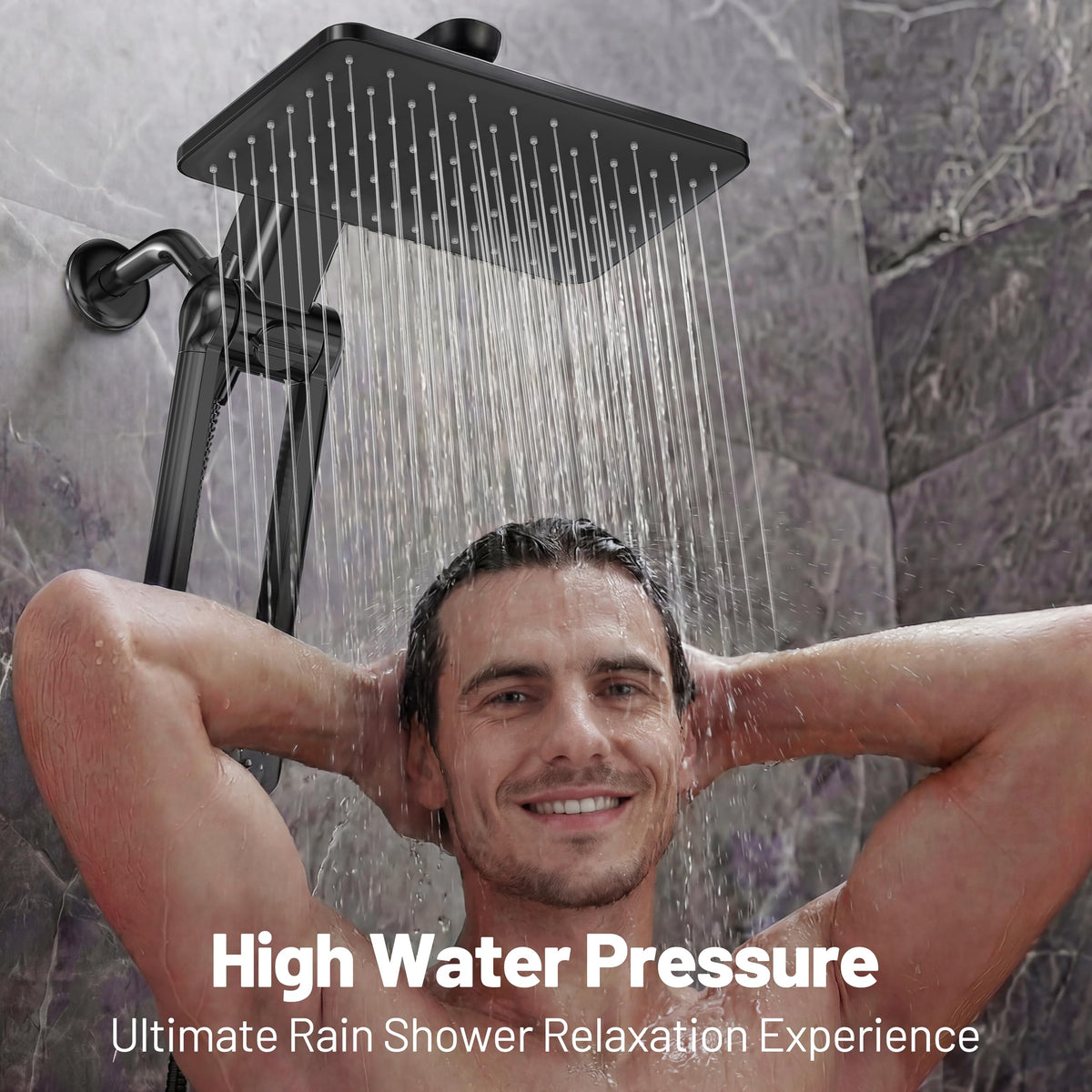 Dual Filtered Rain Shower Head with Handheld Combo (Premium Shinny Black)