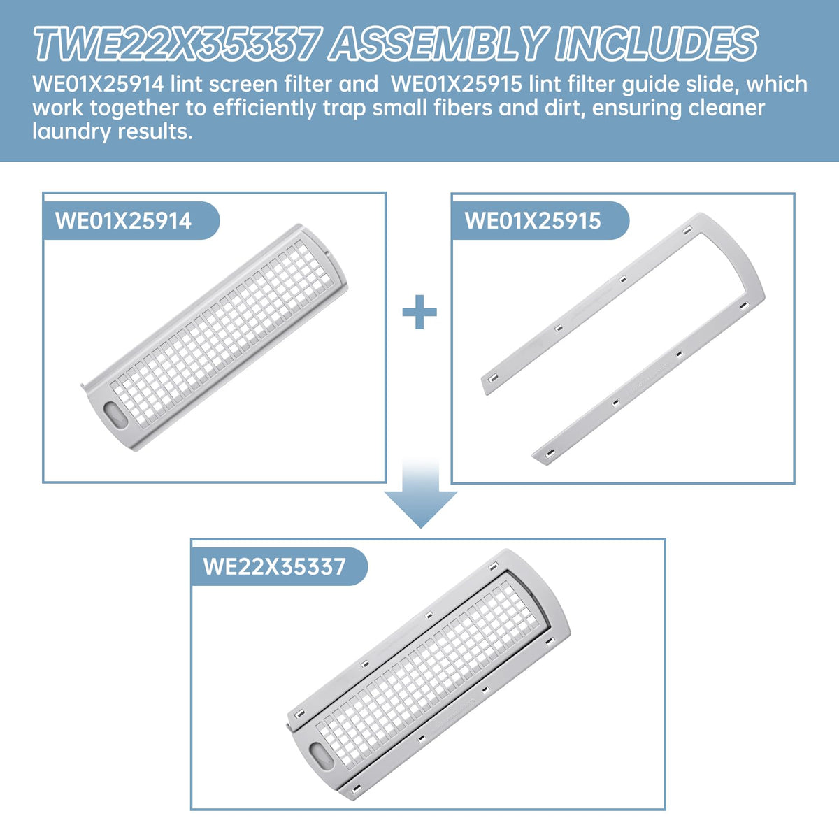 WE22X35337 Washer Dryer Lint Screen Filter And Lint Filter Slide Assembly