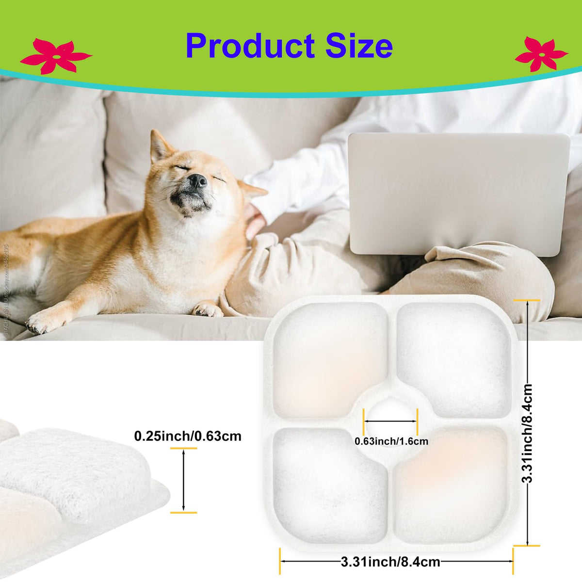 Cat Water Fountain Filter Replacement for PIXI Pet Water Fountain (12+3 Pack)