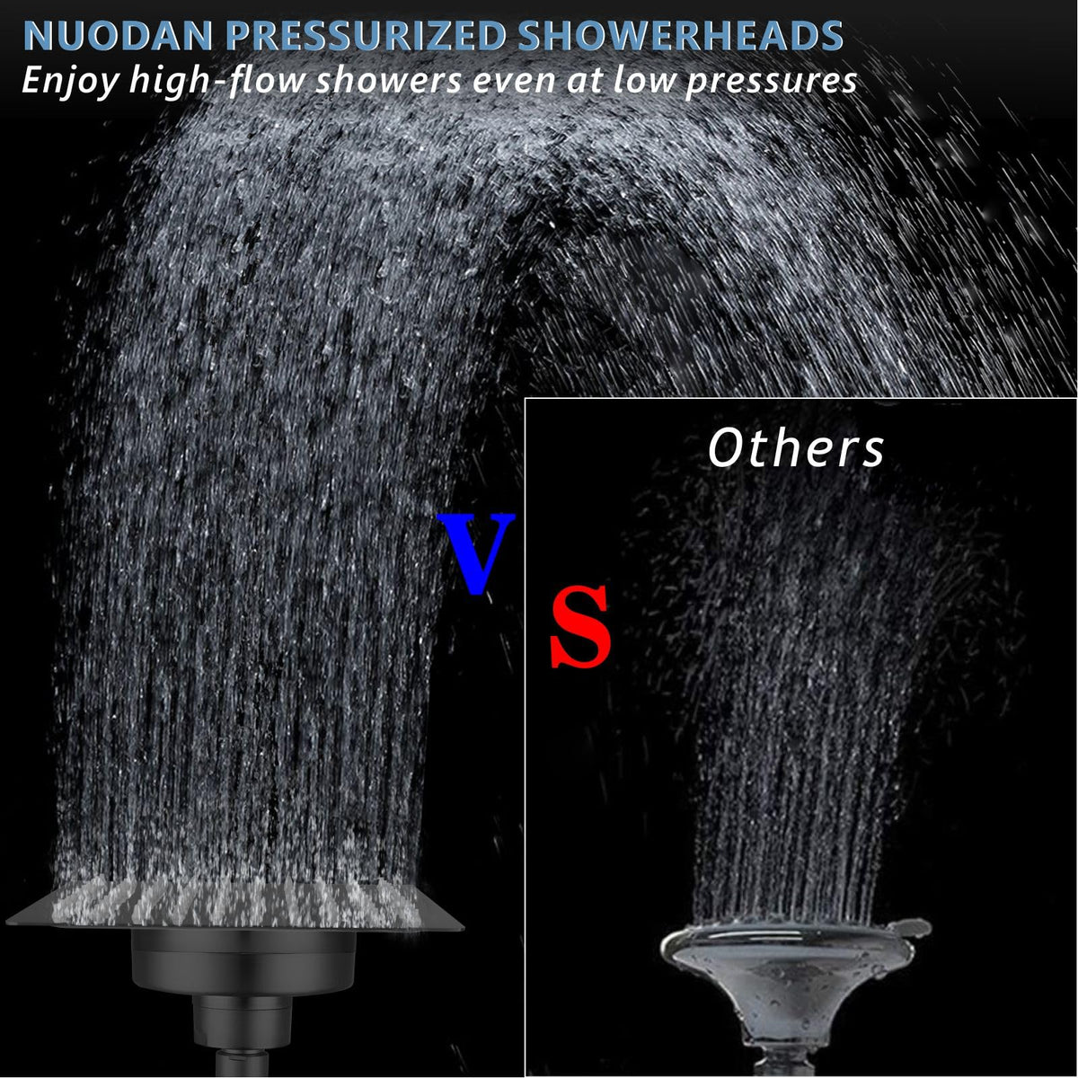 Large Rain Shower Head with Filtered (12 Inch / Matte Black)