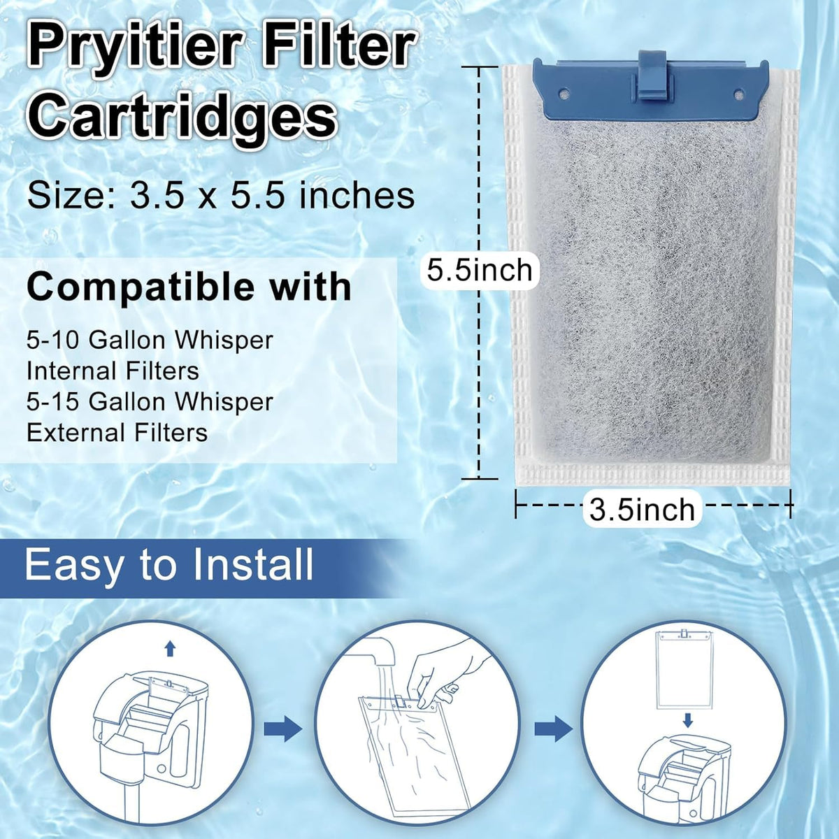 Filter Cartridge Compatible with Whisper Bio (9 Pack Medium)