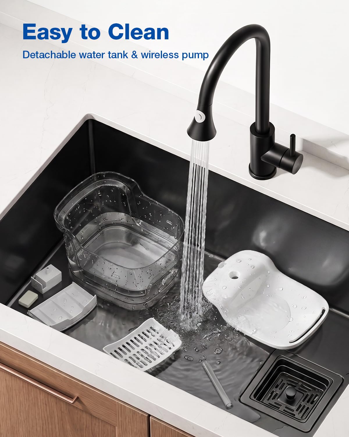 2L 68oz Cat Water Fountain Cordless Pump Pet Fountain for Small Dog (White)