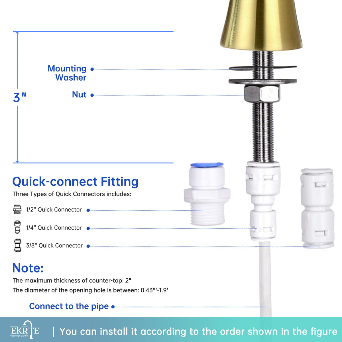 Brushed Gold Water Filter Faucet (Brushed Gold)