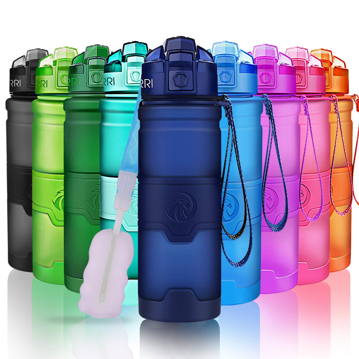 Sports Water Bottle Leak Proof (32 Ounces / Dark Blue)