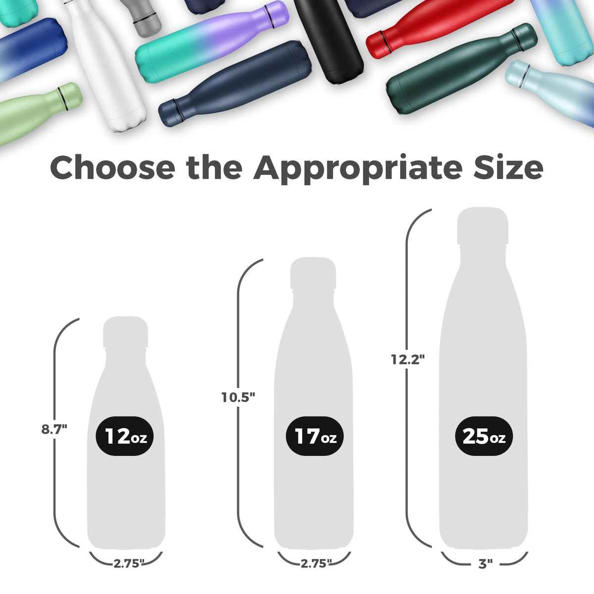 17oz Insulated Water Bottles MultiPack（Assorted (Assorted)