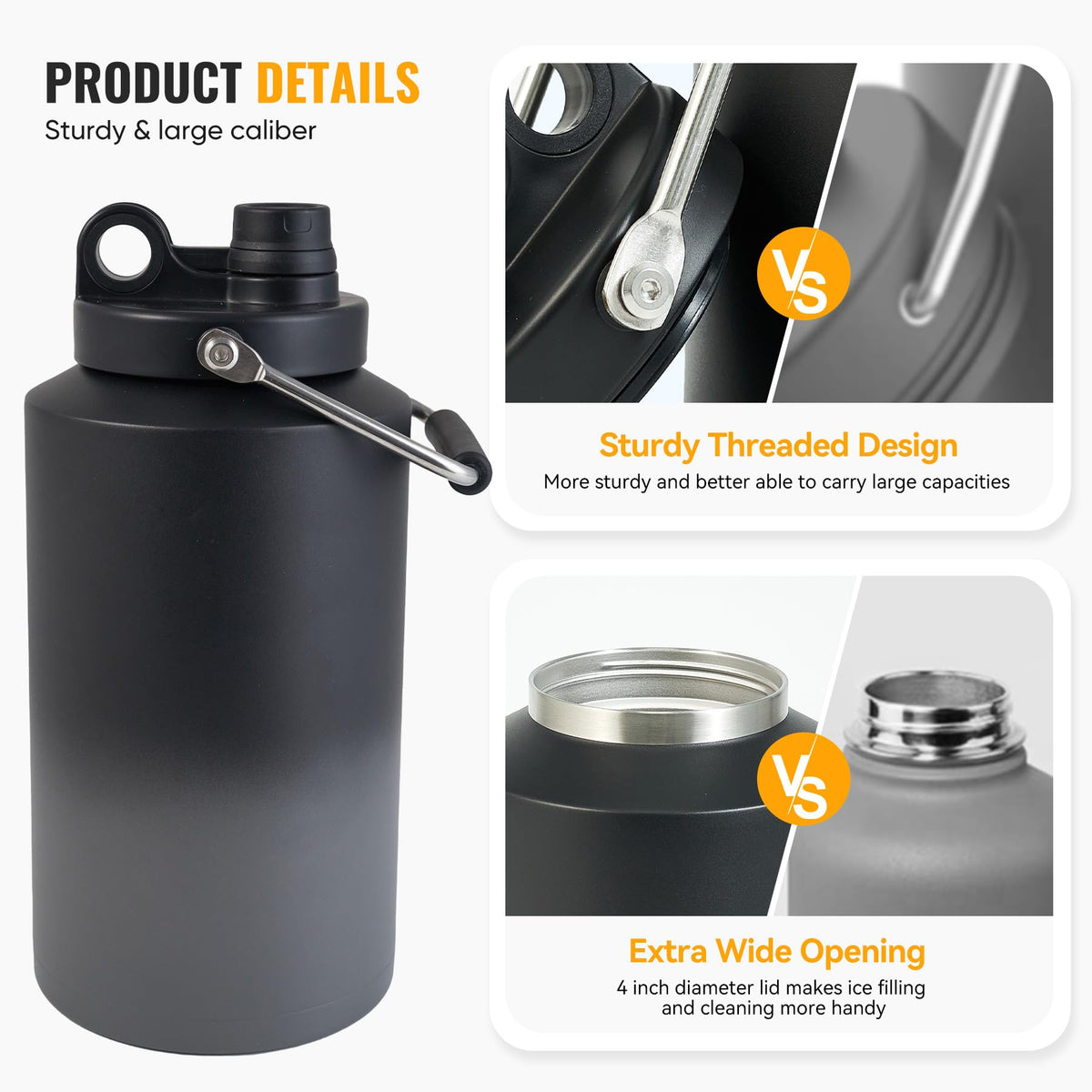 Insulated Gallon Jug with Handle (Grey Gradient)