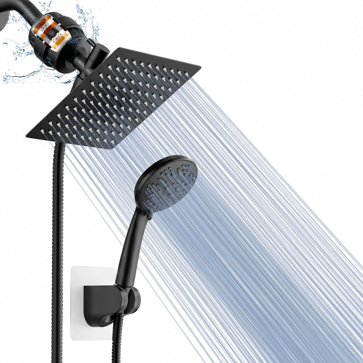 Filtered Shower Head with Handheld (Dark Black)