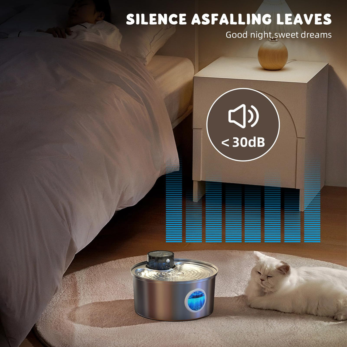 PWL 003 Smart Motion Sensor Cordless Stainless Steel Dog & Cat Water Fountain
