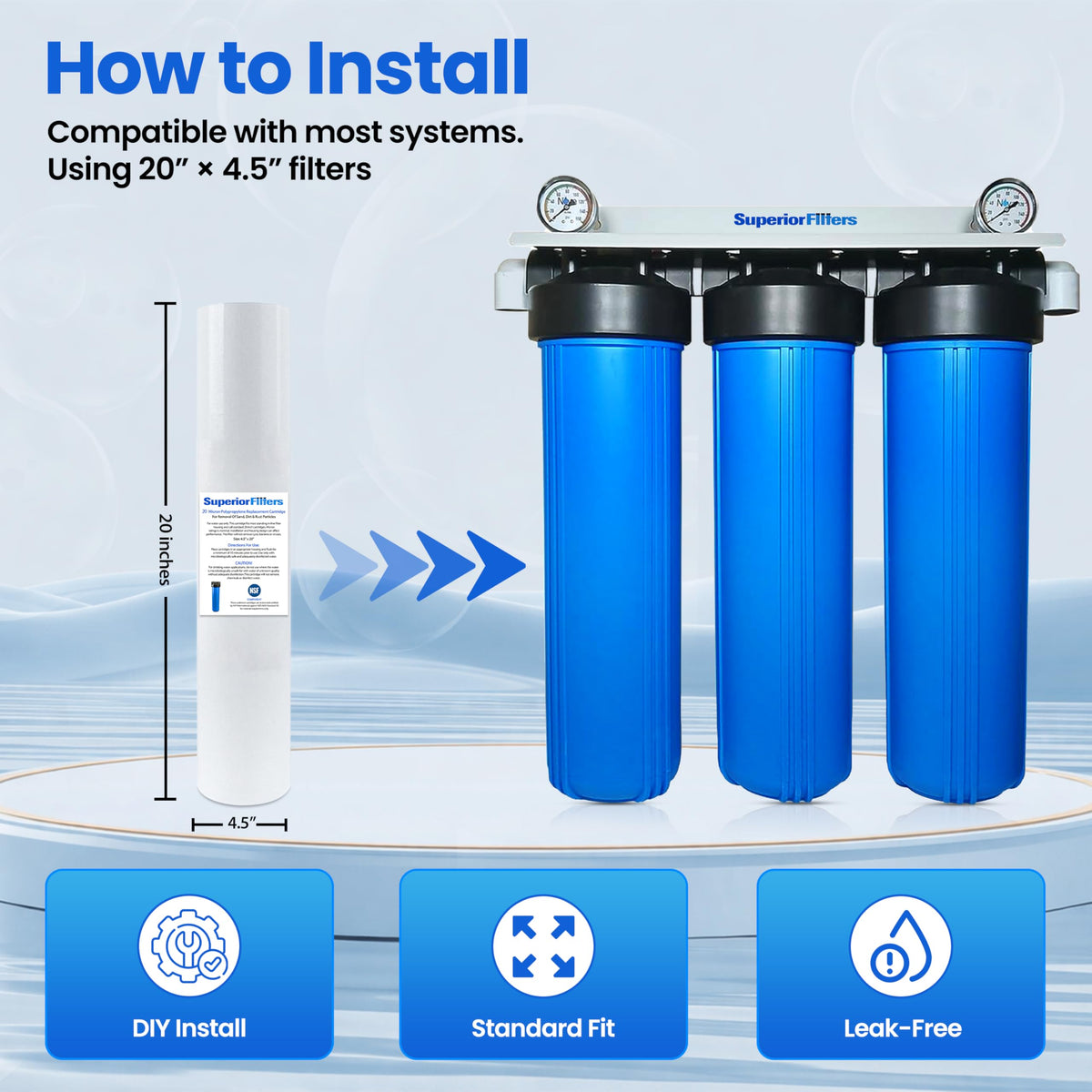 10 Micron Sediment Filter 20x4.5 Whole House Cartridge (6 Count)