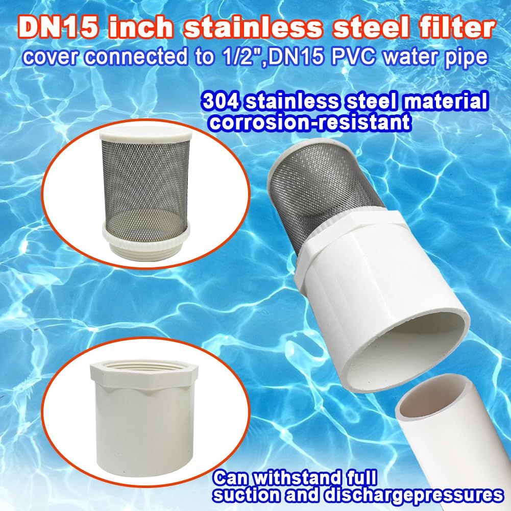 DN15 inch stainless steel filter cover connected to 1 (1/2" DN15)