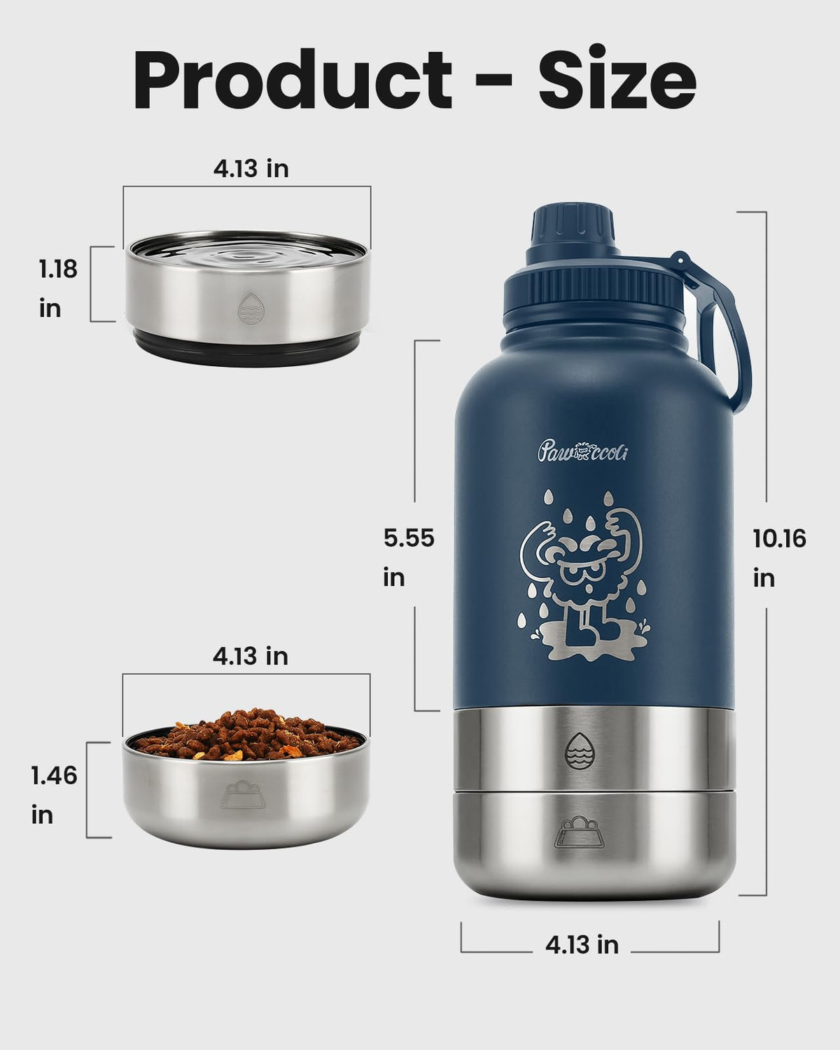 34 oz Dog Water Bottle with Detachable Food & Water Bowls