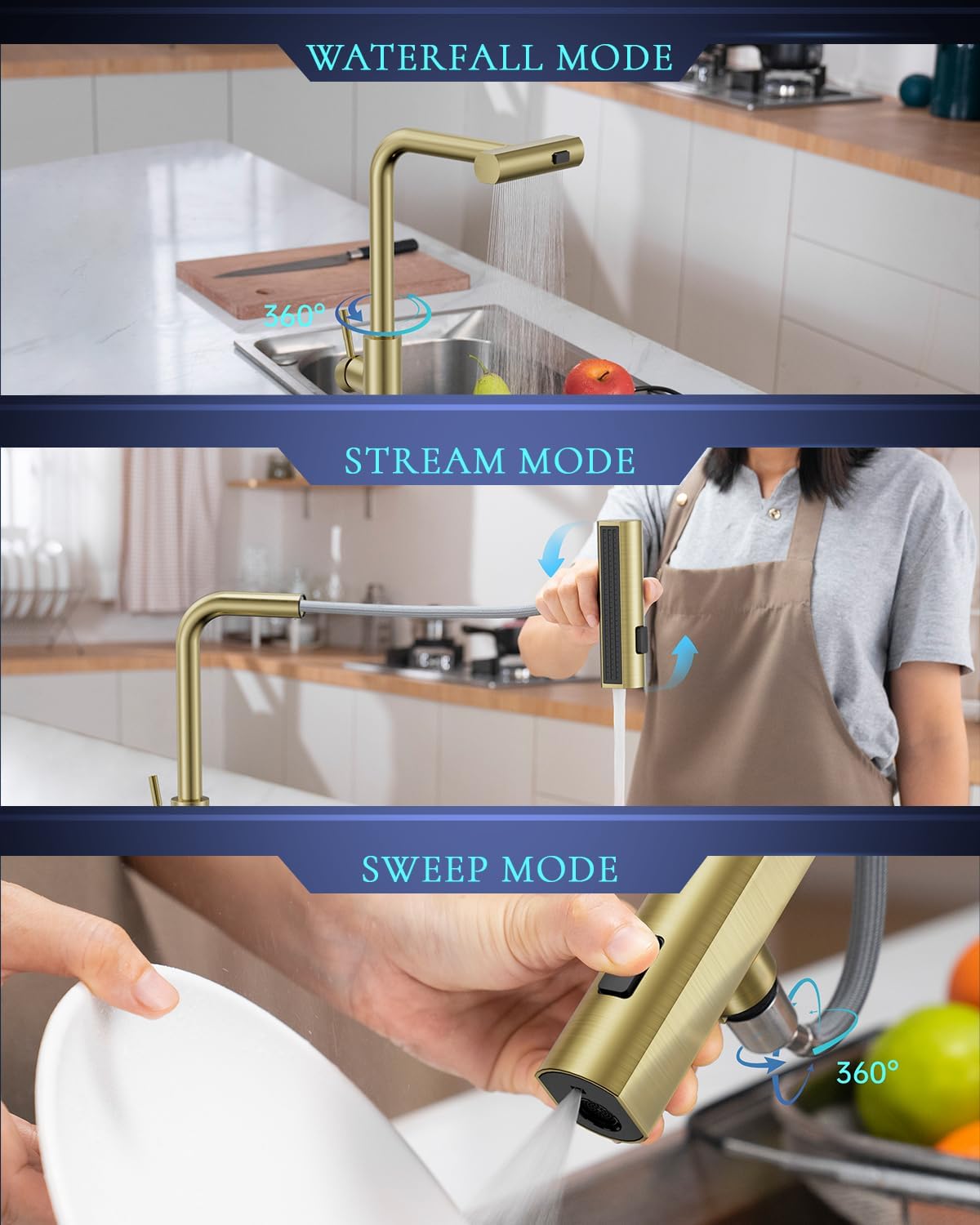 Gold Touchless Kitchen Faucet with Pull Down Sprayer (Sensor Gold)