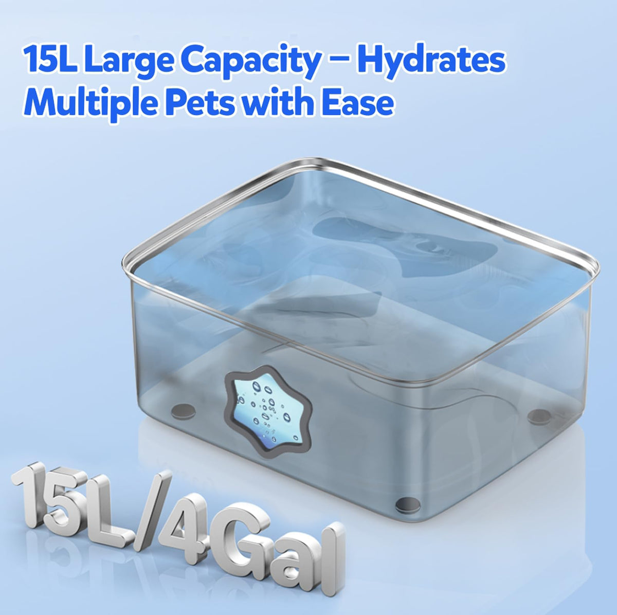 4Gal 15L Stainless Steel Dog Water Fountain for Pets