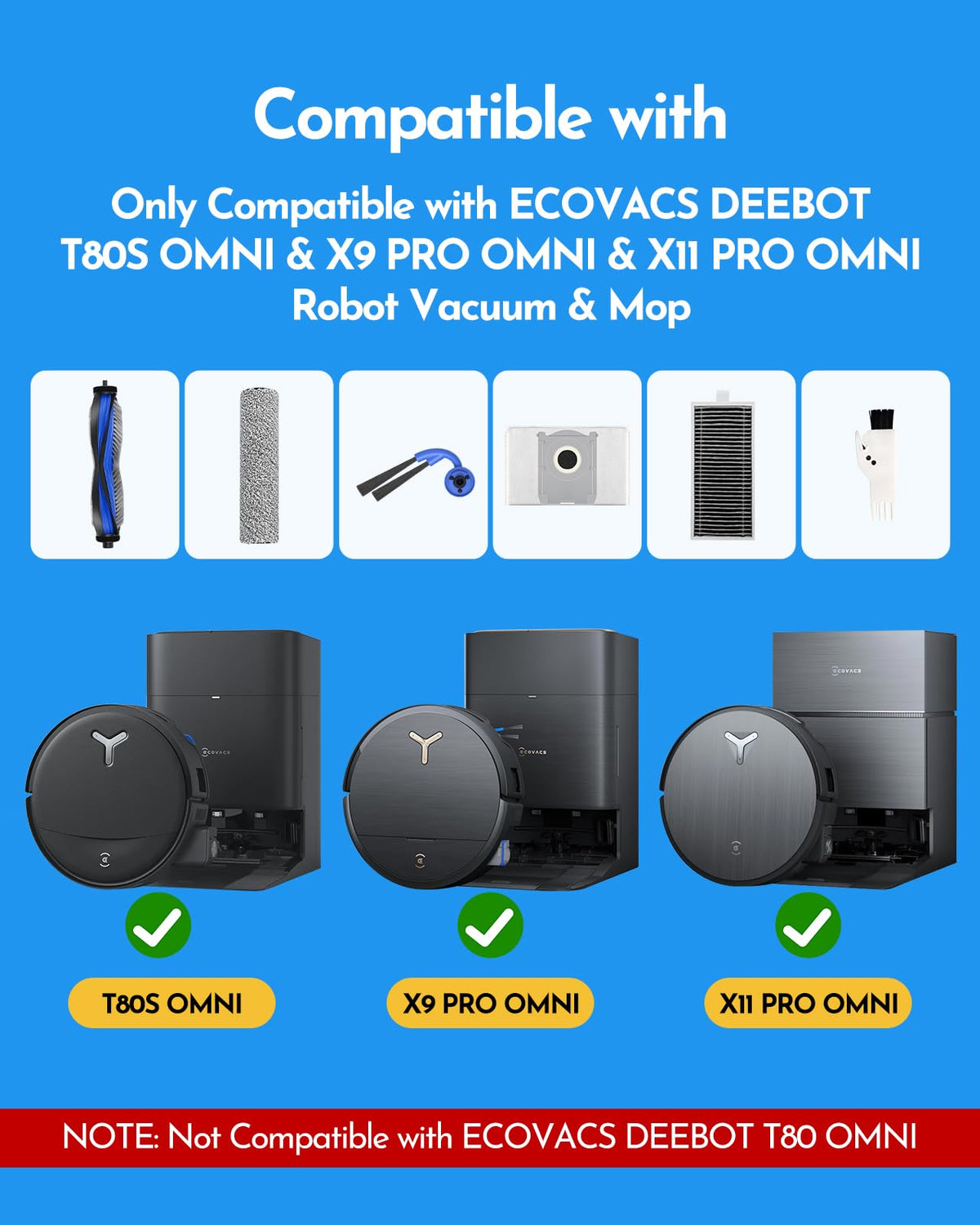 X9 Pro Omni Accessories for ECOVACS DEEBOT T80S Omni (X9 Blue)