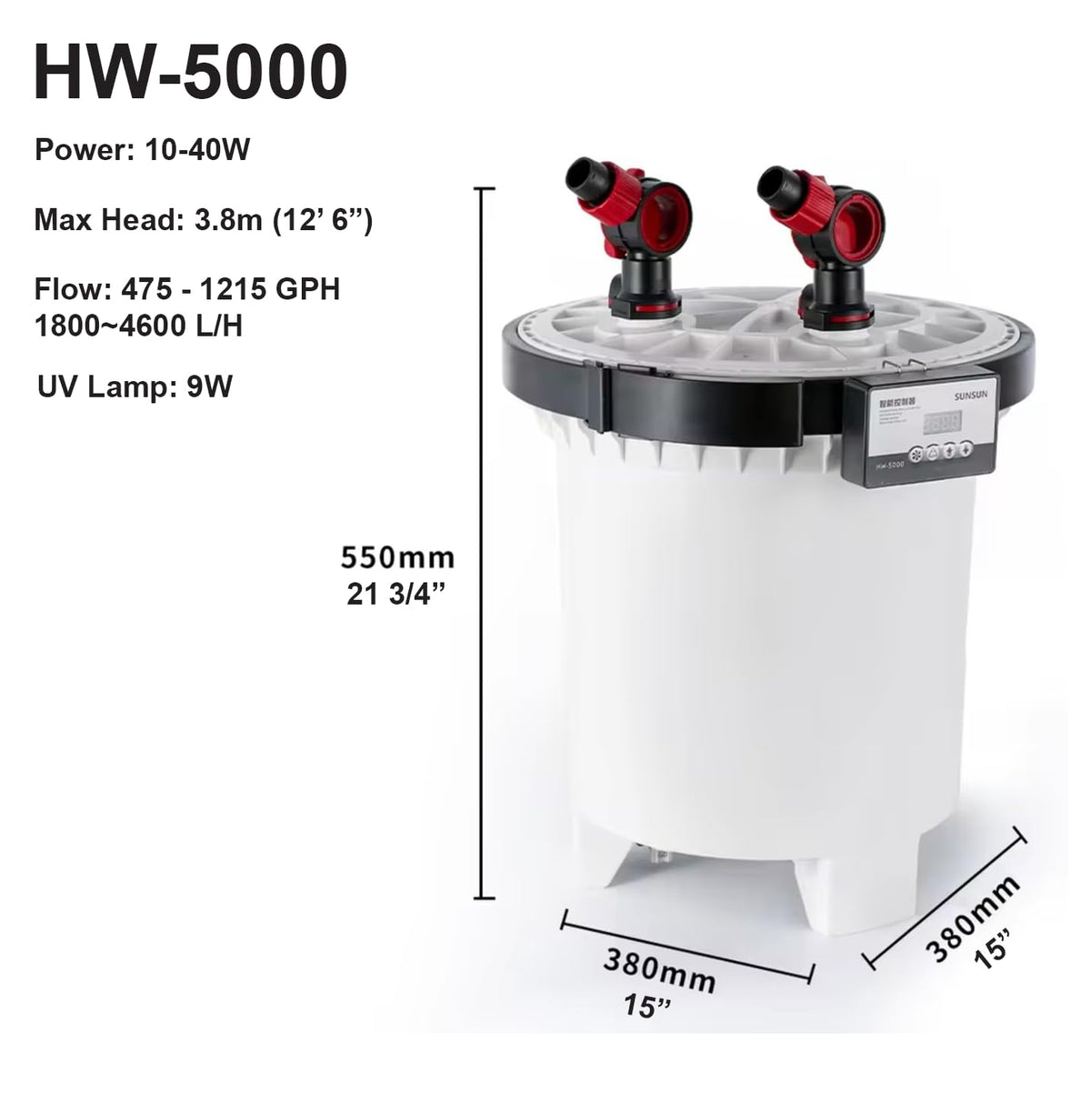 Sunsun Canister Filter with UV (HW-5000W up to 250 gallon aquarium)
