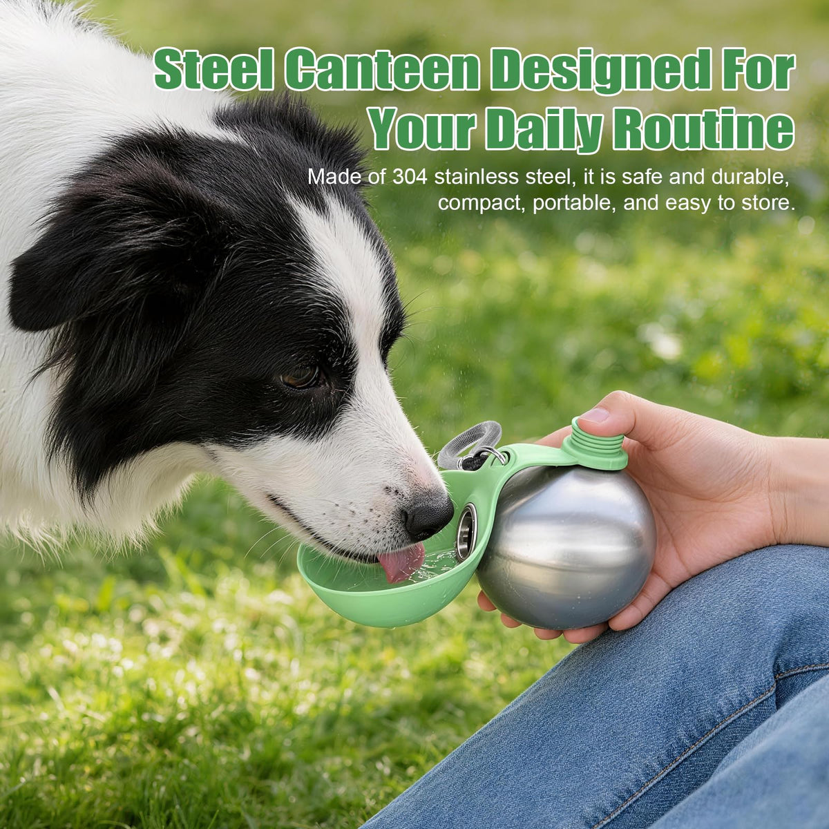 Portable Dog Water Bottle with Bowl (Mint Green)