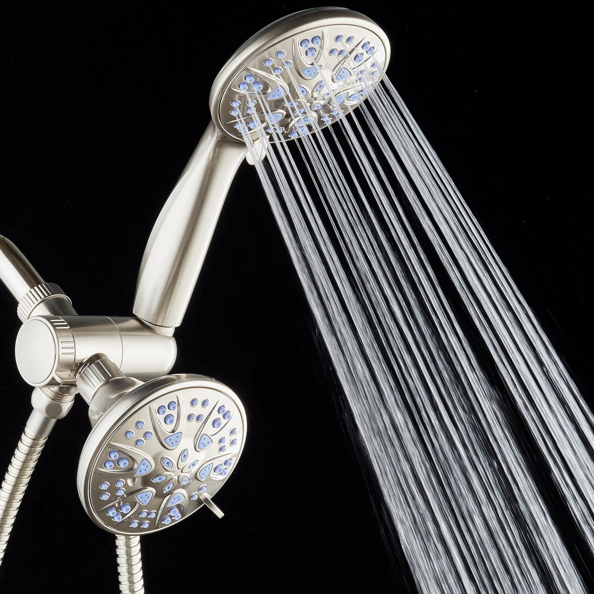 Antimicrobial (2.5 Gallons Per Minute / Satin Nickel / Sunset Blue Jets)