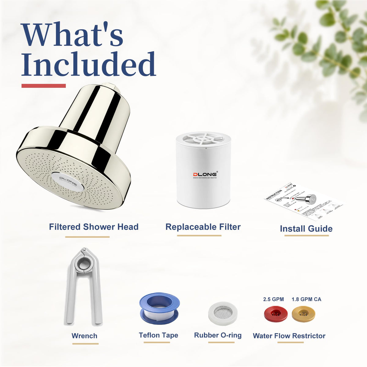 Filtered Shower Head with Filters (Gold)