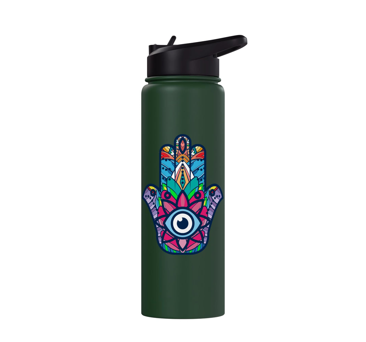 Colorful Nazar Amulet Hamsa Symbol Blue Evil Eye Ornament Stainless Steel Insulated Water Bottle