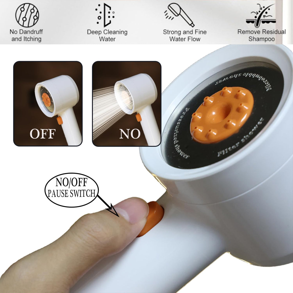 High Pressure Shower Head with Handheld (White)