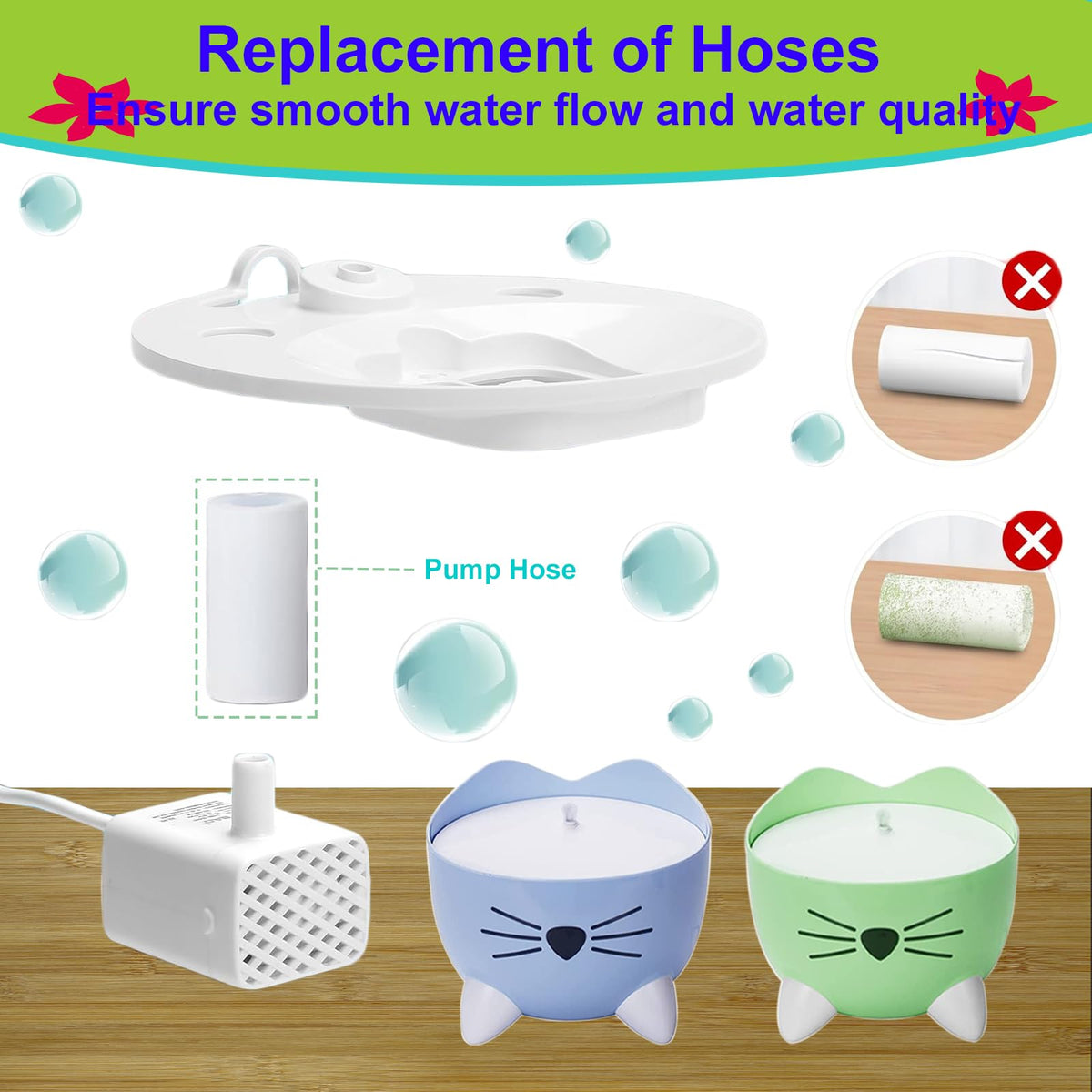 Cat Water Fountain Filter Replacement for PIXI Pet Water Fountain (12+3 Pack)