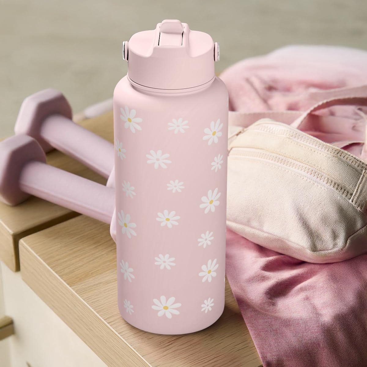 Daisy Water Bottle Stainless Steel 32oz Insulated with Lid (Daisy)