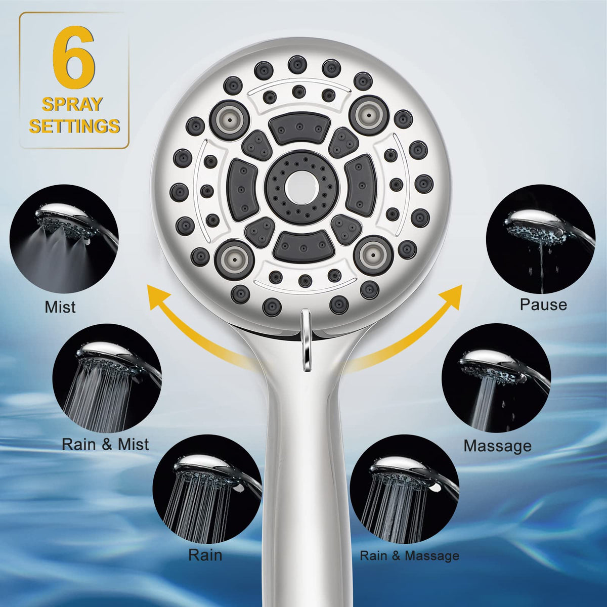 High Pressure Handheld Shower Head (Chrome)