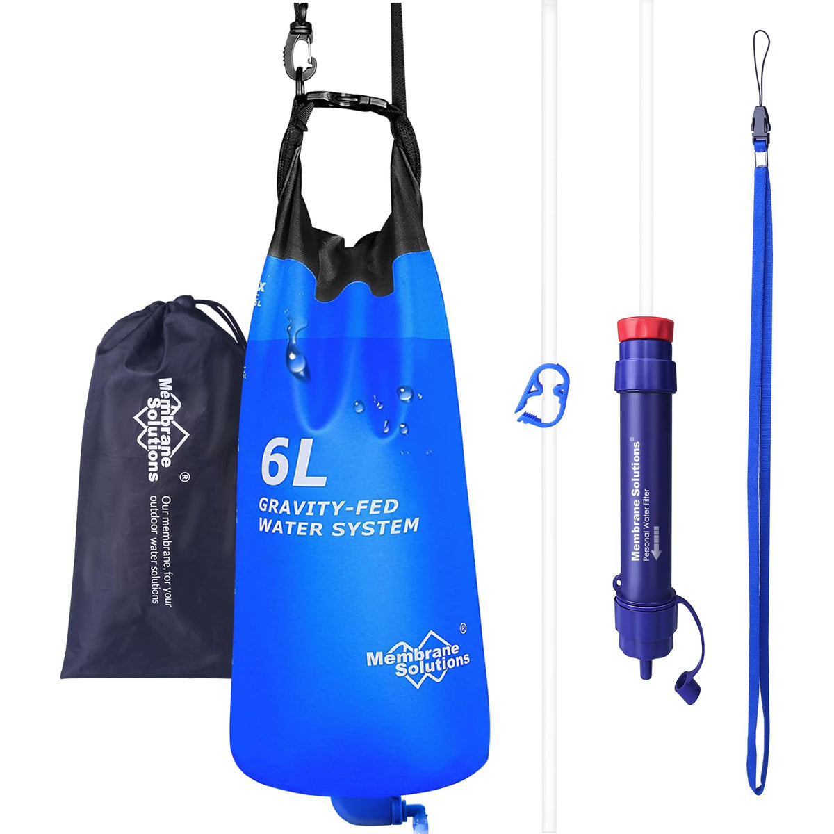 6L Gravity Water Filter Pro for Group Camping (6L-Blue)