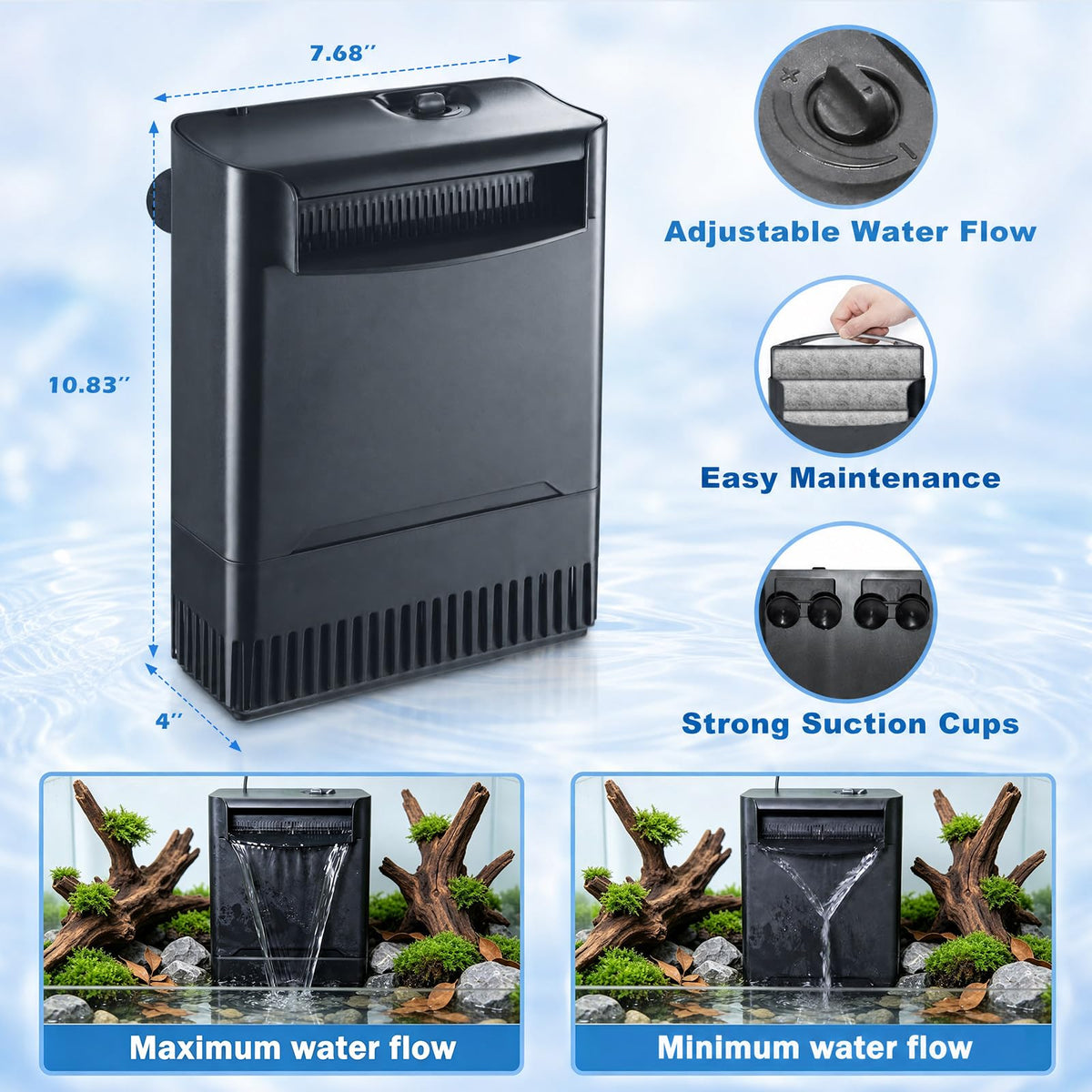 Turtle Tank Filter Aquarium Filter w (Large for 20-75 Gal)