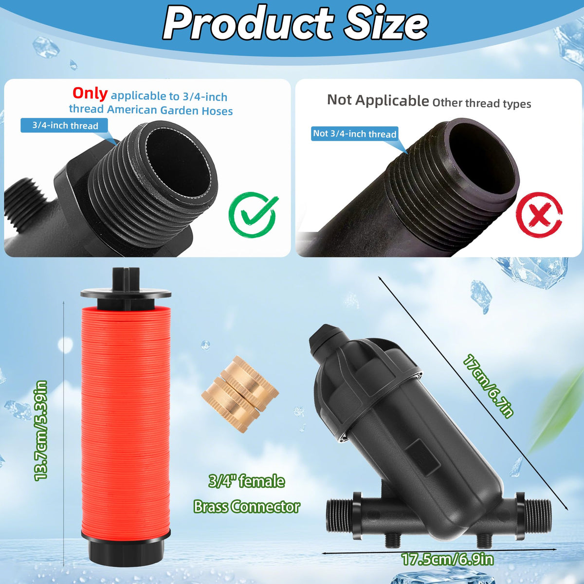 3 4" Drip Irrigation Disc Y Filter 120 Mesh 130 Micron (2PCS Disc Filter)