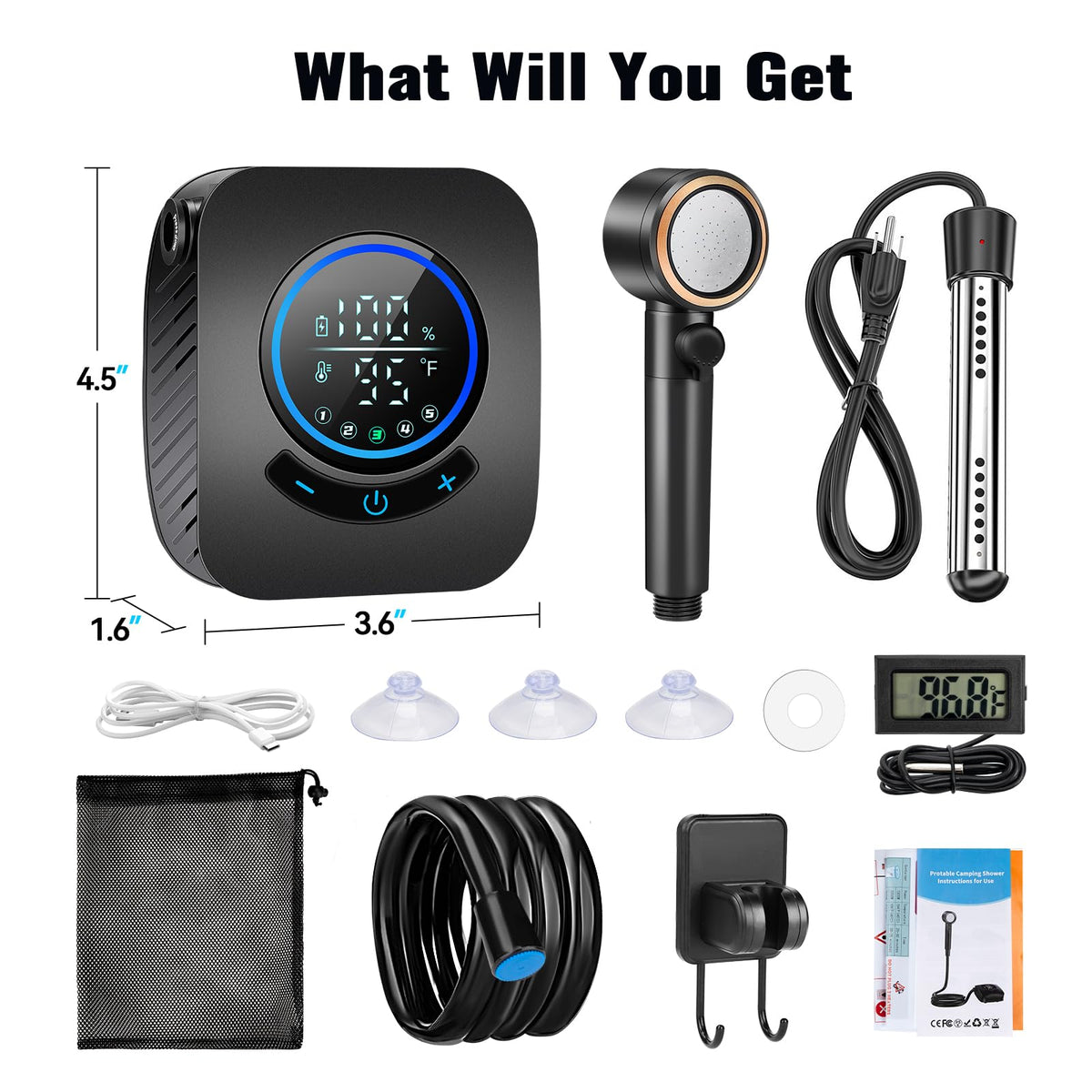 Upgraded Portable Shower with Heater (Black-1)