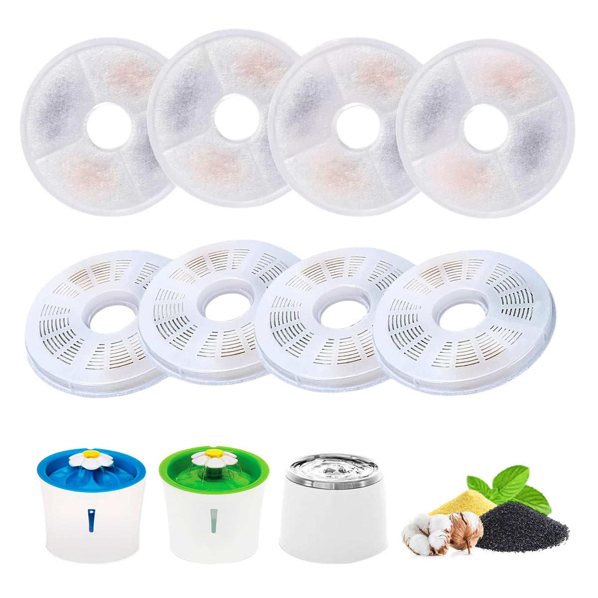 Cat Water Fountain Filter Replacement for 3L Flower Cat Drinking Fountain (8 Pack)