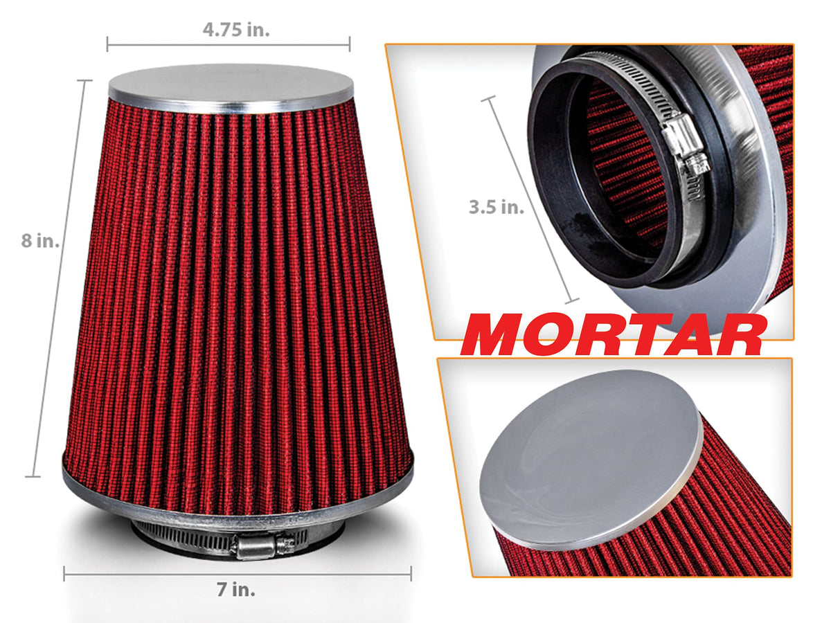 Aftermarket Auto Air Filter (Red / 3.5)