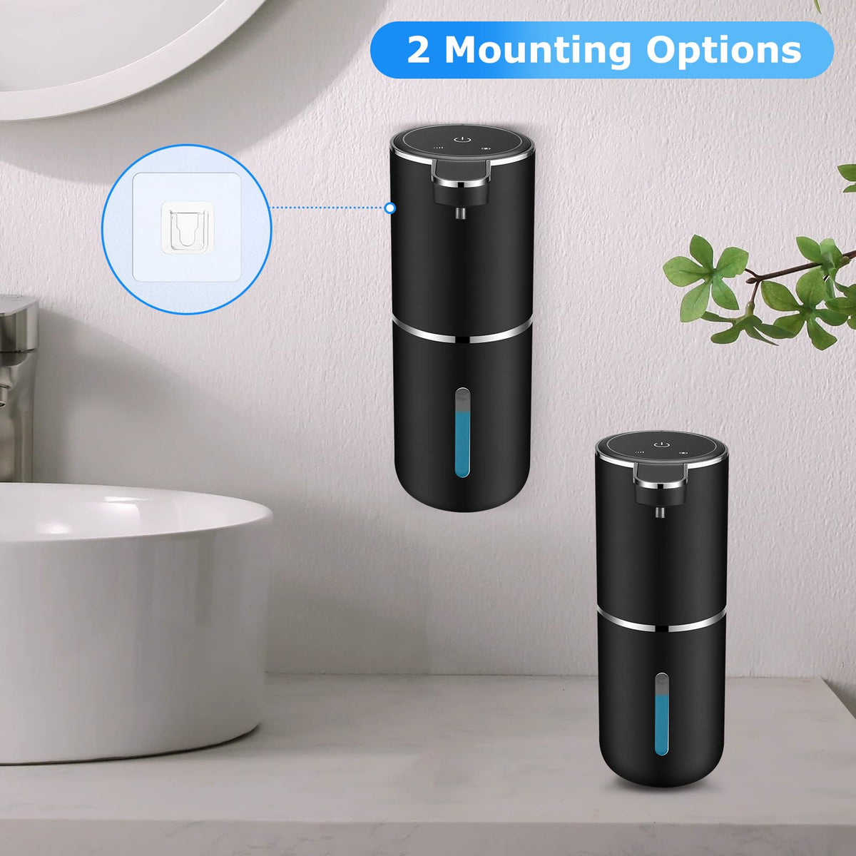 2 Pack Automatic Soap Dispenser Touchless (Black / Liquid x2)