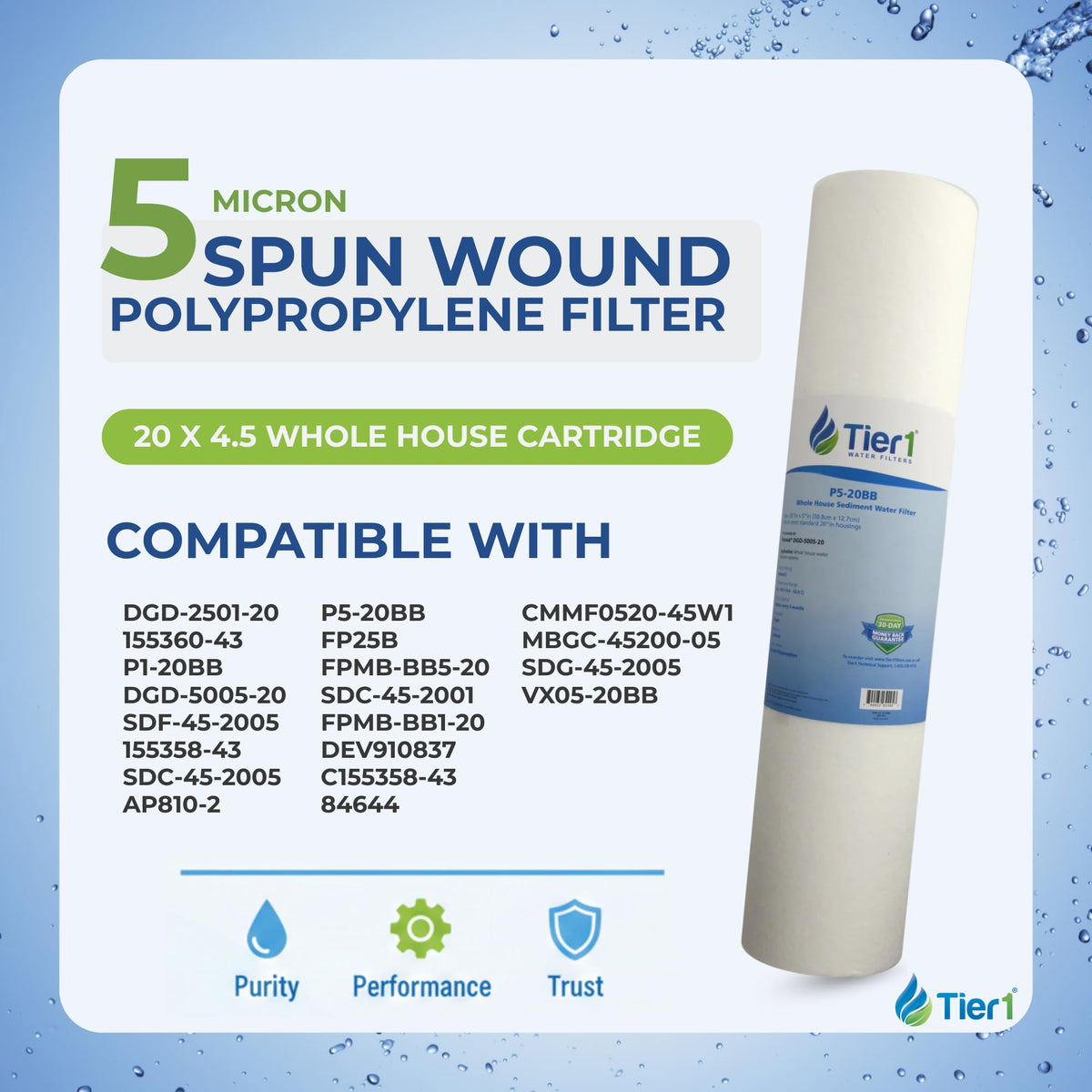 5 Micron 4.5" × 20" Sediment Filter Replaces DGD (5 Micron / 1 Pack)