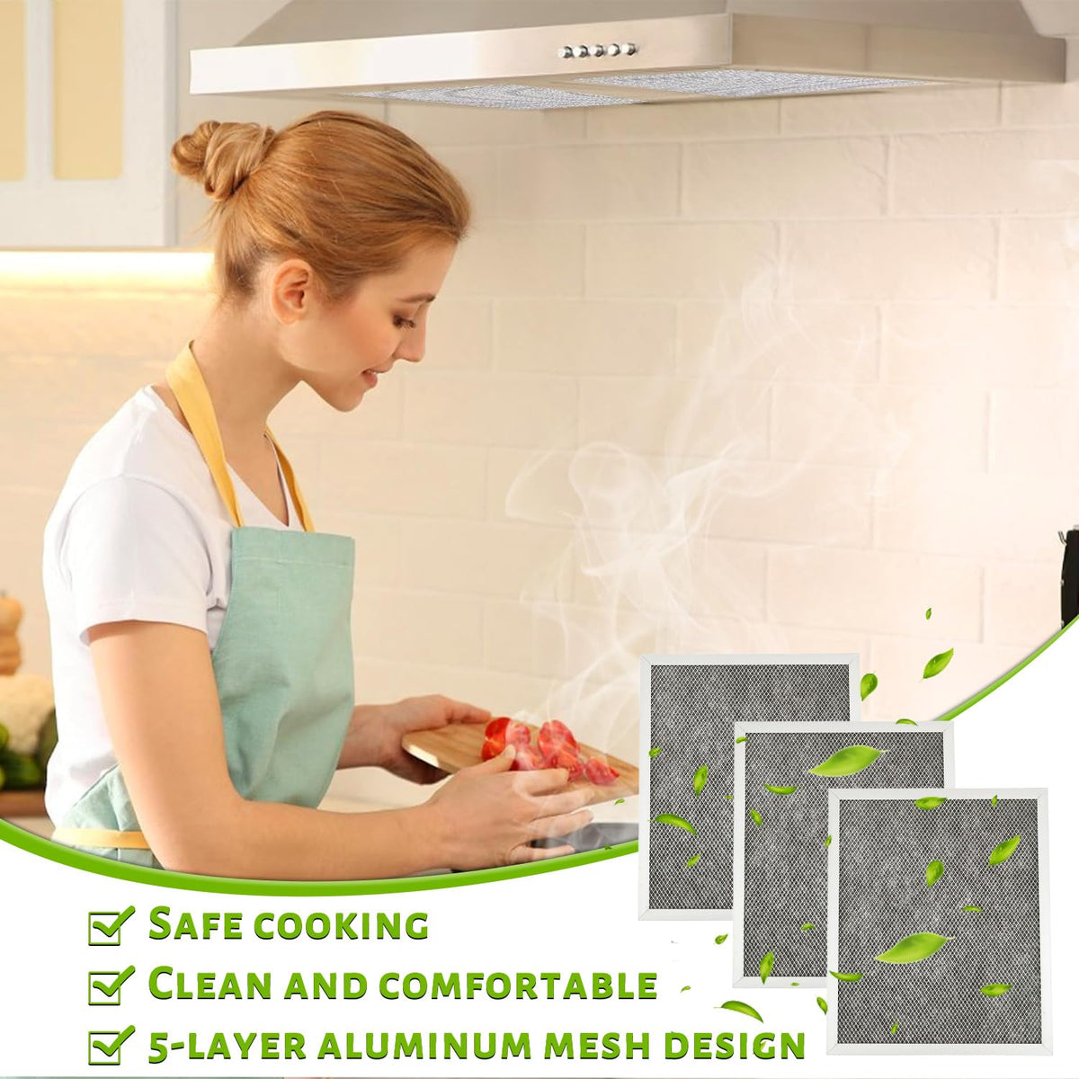 97007696 97005687 Range Hood Filter Replacement Charcoal Carbon Filter Mesh Hood Grease Filter Fit for Broan Nutone 41F (3 Pack)
