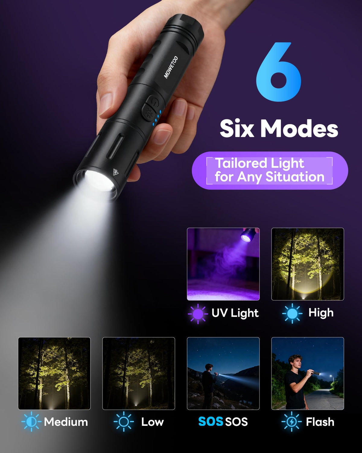 2 Pack UV Flashlight 395nm Rechargeable