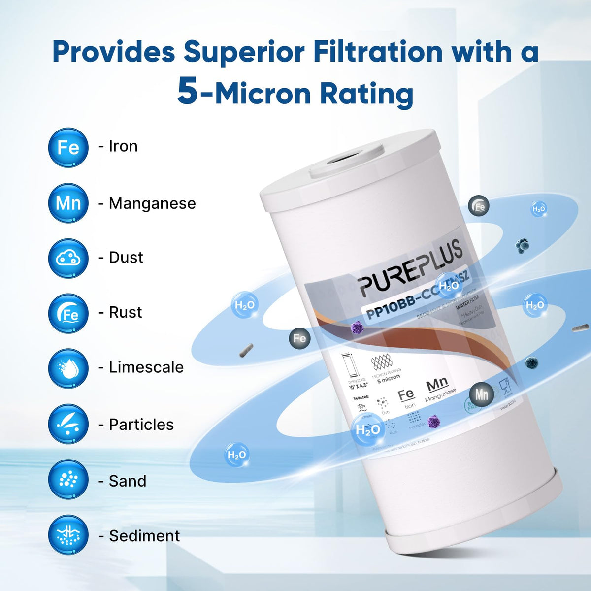 10" x 4.5" Whole House Iron Reducing Sediment Water Filter (3 Count (Pack of 1))