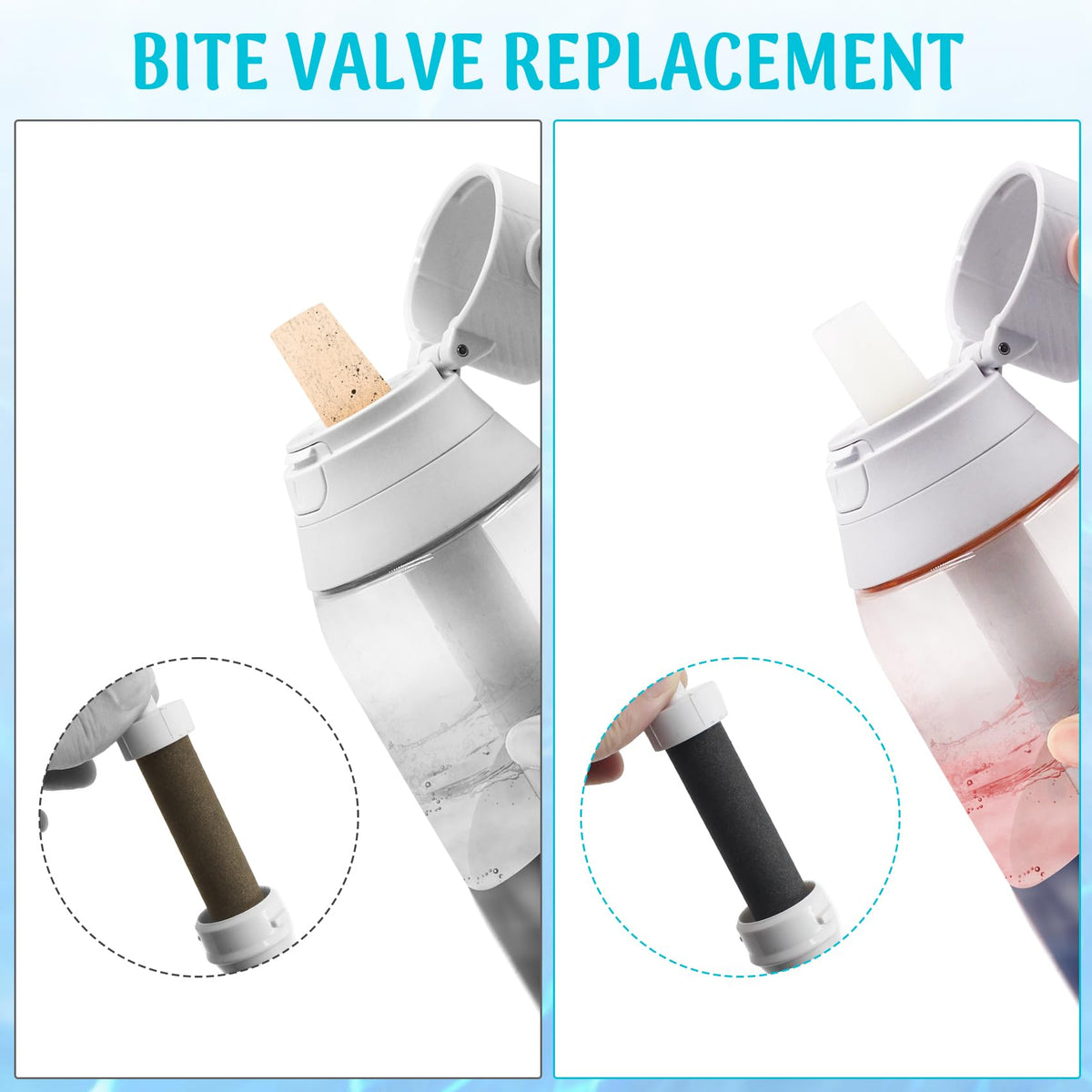 Bottle Filter Mouthpiece Replacement for Brita Water Bottle (2PCS mouthpiece+2PCS Filter)