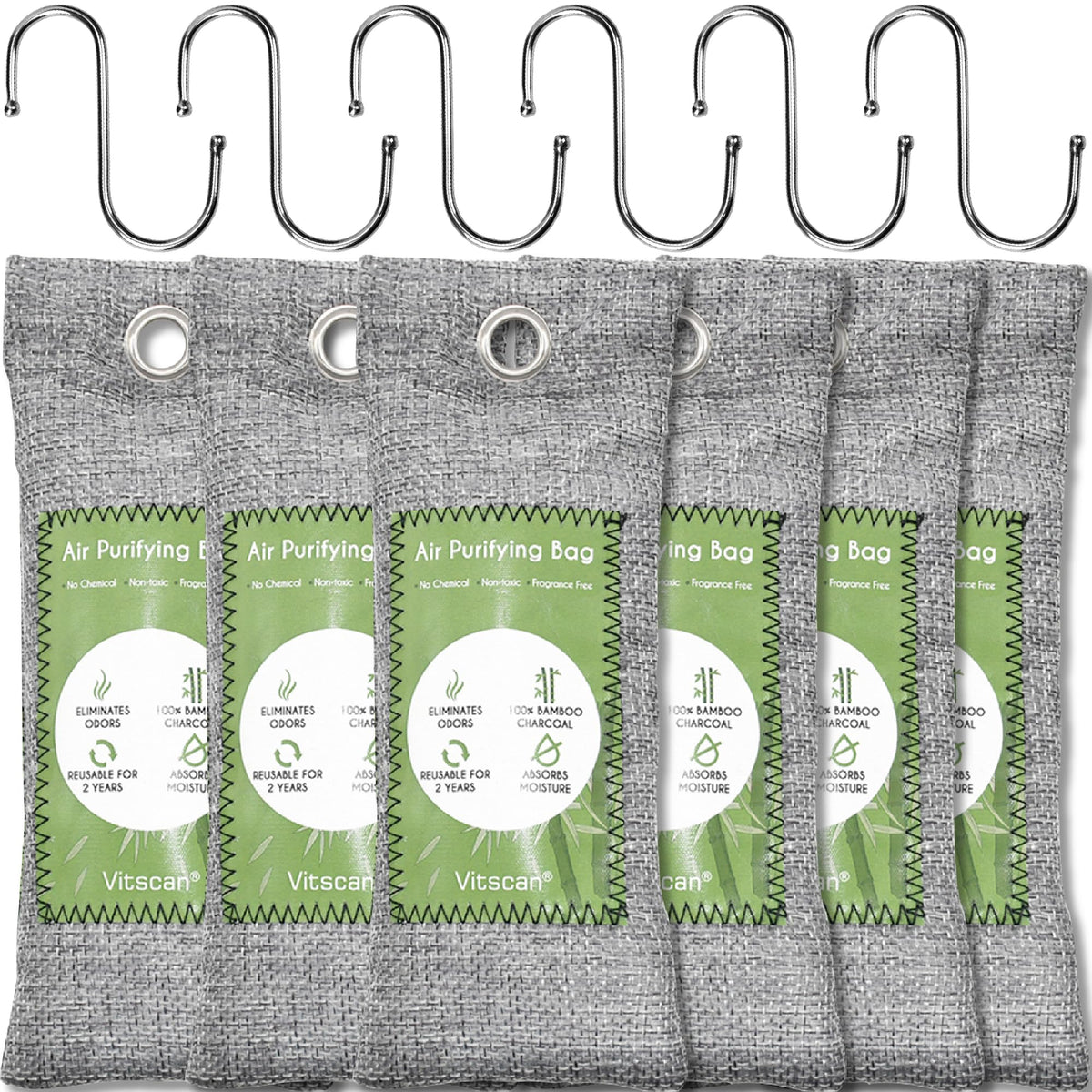 Bamboo Charcoal Air Purifying Bag (Valuable 6 Pack)