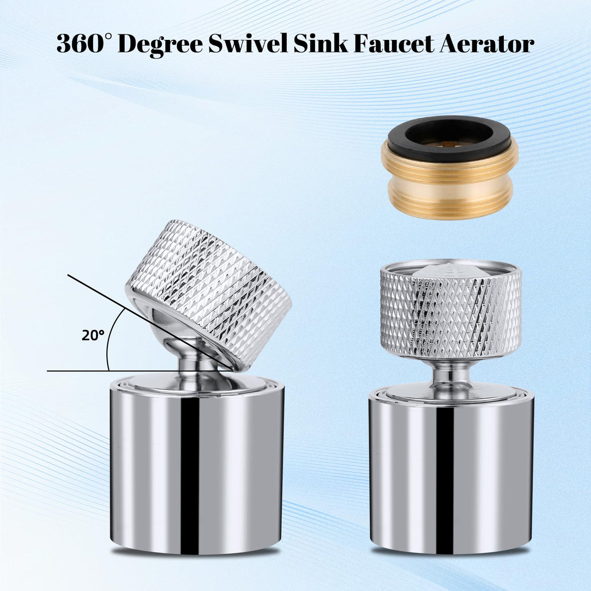 Dual function Metal Faucet Aerator (Upgraded Aerator with 1 Swivel Joints / Silver)