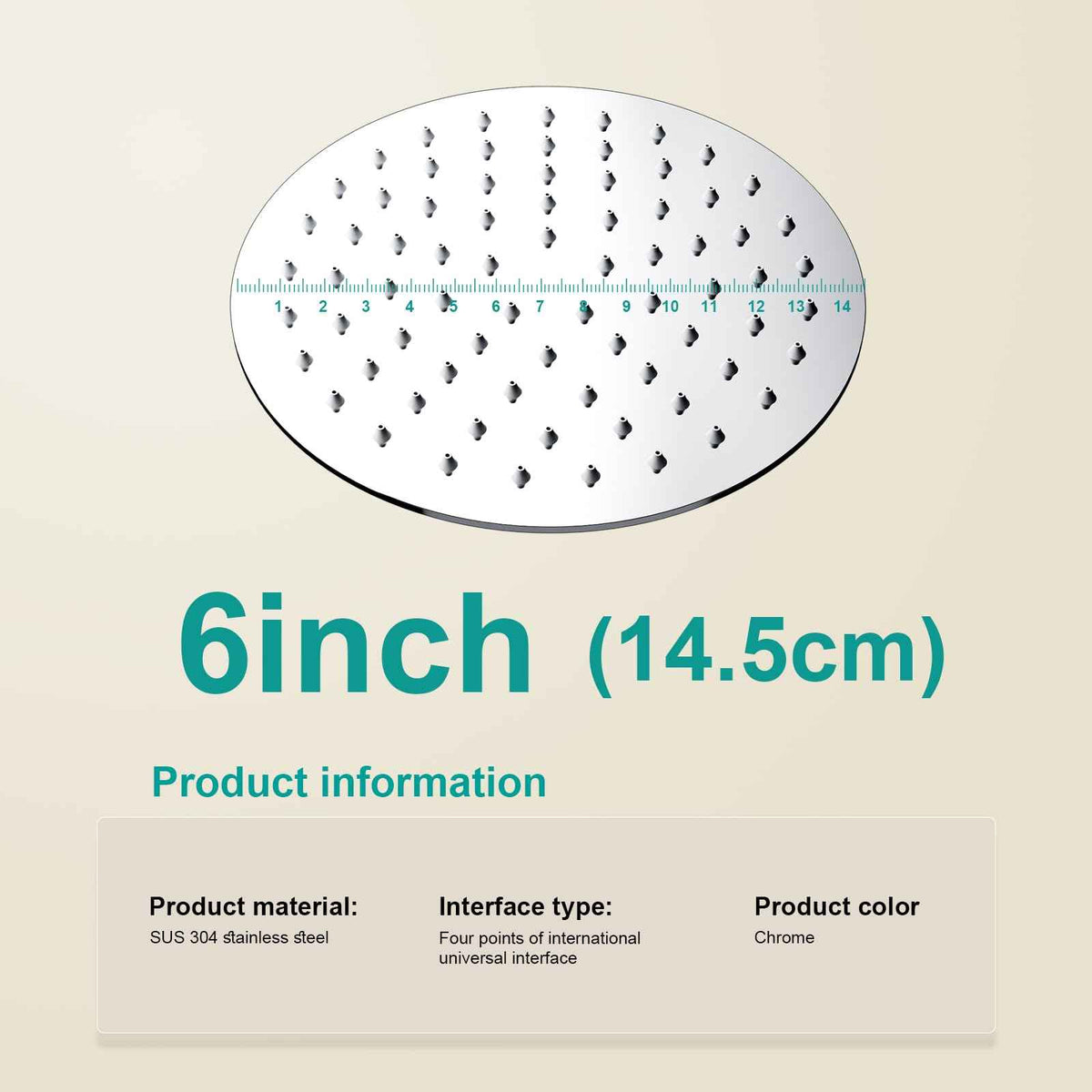 All Metal 6Inch Rain Shower Head (Chrome / 6 Inch)