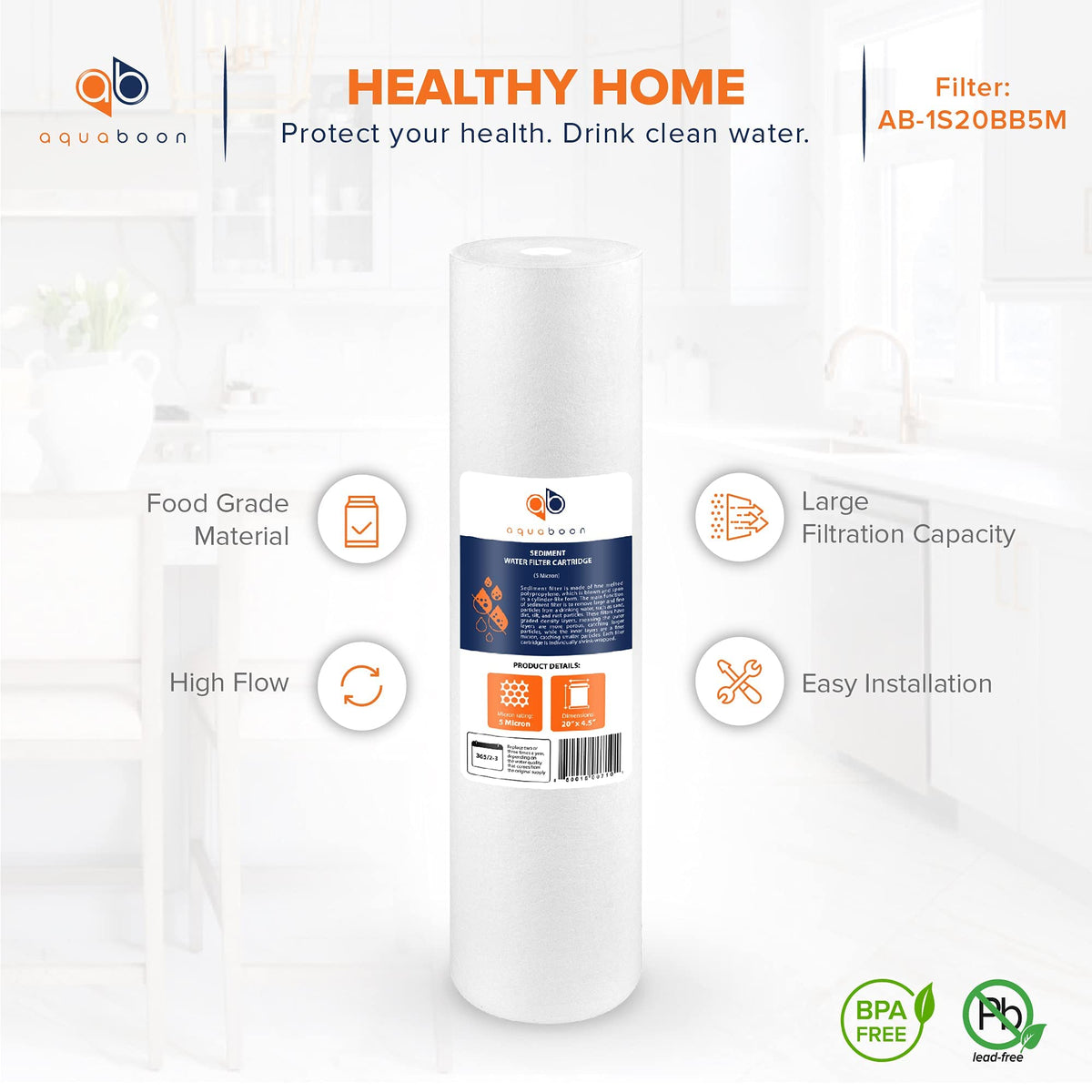 5 Micron 20 x 4.5 Sediment Water Filter Replacement