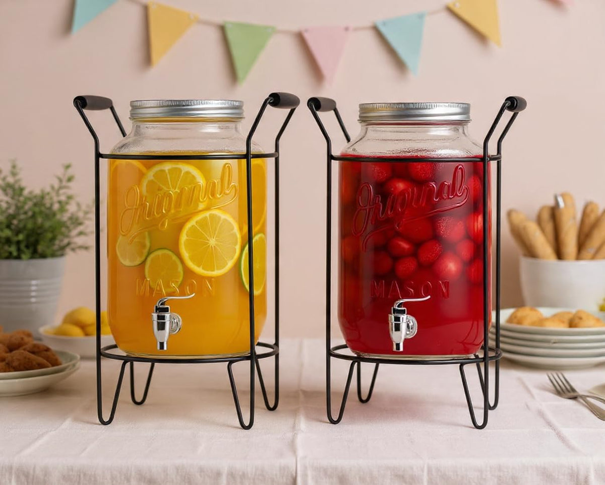 2 PACK 2 GALLON Drink Dispensers for Parties (Clear 2 Pack - 2 Gallon)