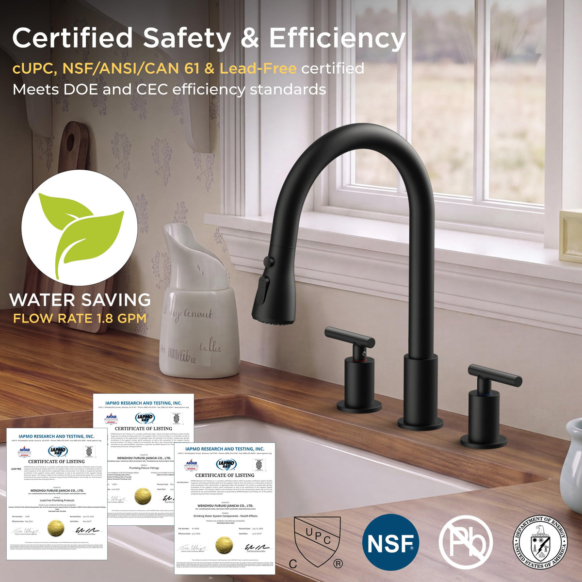 Black 2 Handle Kitchen Faucet (Matte Black)
